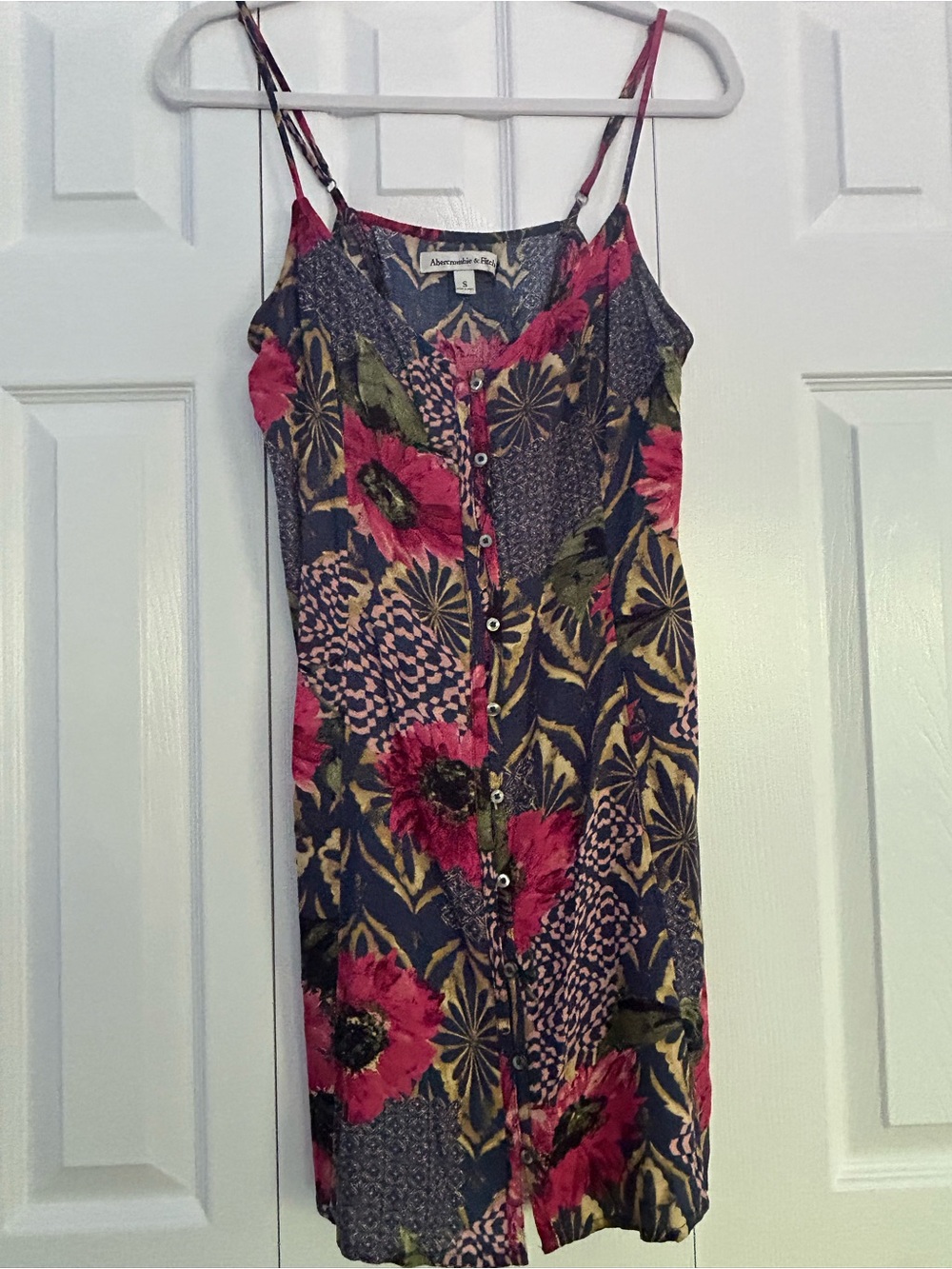 Abercrombie & Fitch Navy Floral Button-Front Sundress